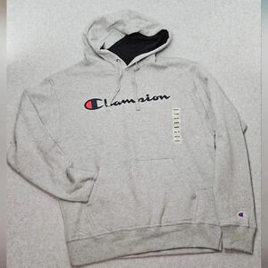 Champion‎ Powerblend Hoodie Oxford Gray Script Logo Standard Fit Men's Size M